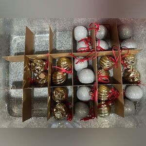 Elegant Gold and Silver Holiday Ornaments Set